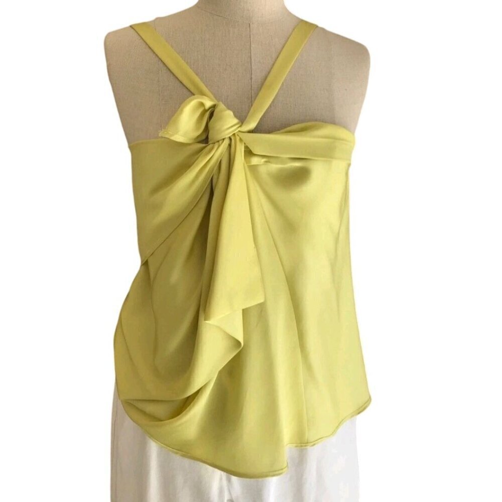 Robert Rodriguez Chartreuse/Yellow Unique Draped Tie Front Top Size 8